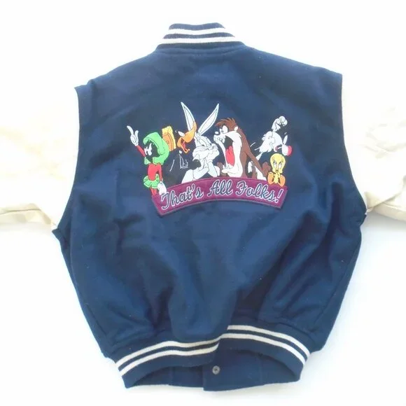 Warner Bros Studio Store Kids Varsity Jacket Size S Blue/Beige